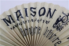 c.1920's French Fold Open Double Sided Advertising Fan w/Woman Golfer & Caddy - Les Meilleurs Prix