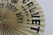 c.1920's French Fold Open Double Sided Advertising Fan w/Woman Golfer & Caddy - Les Meilleurs Prix