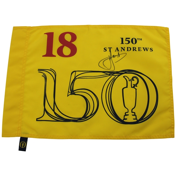 Champion Cam Smith Signed The 150th Open at St. Andrews Flag JSA ALOA