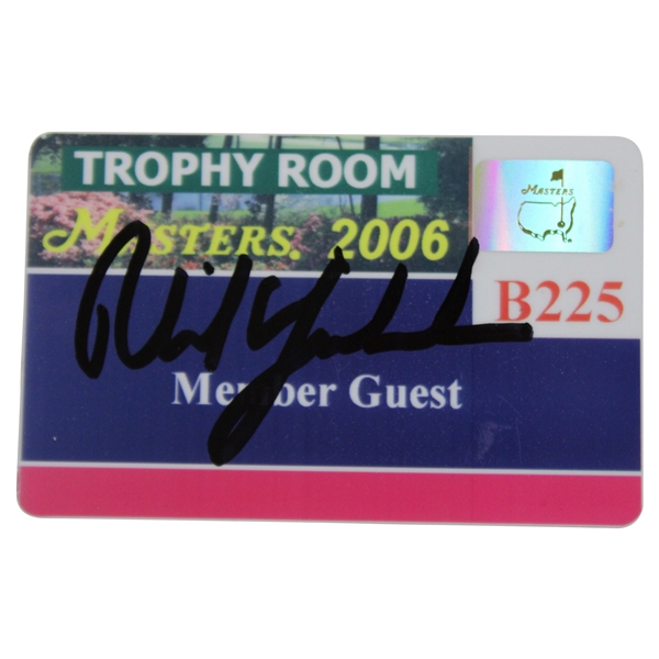 Phil Mickelson Signed 2006 Masters Tournament Trophy Room Badge #B225 JSA ALOA