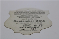 1924 US Amateur at Merion Golf Club Ticket #816 - Bobby Jones' First Amateur Win