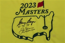 Jack Nicklaus & Gary Player Signed 2023 Masters Flag w/Years Won JSA ALOA