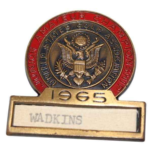 Lanny Wadkins 1965 US Junior Amateur Championship at Washington CC Contestant Badge/Clip