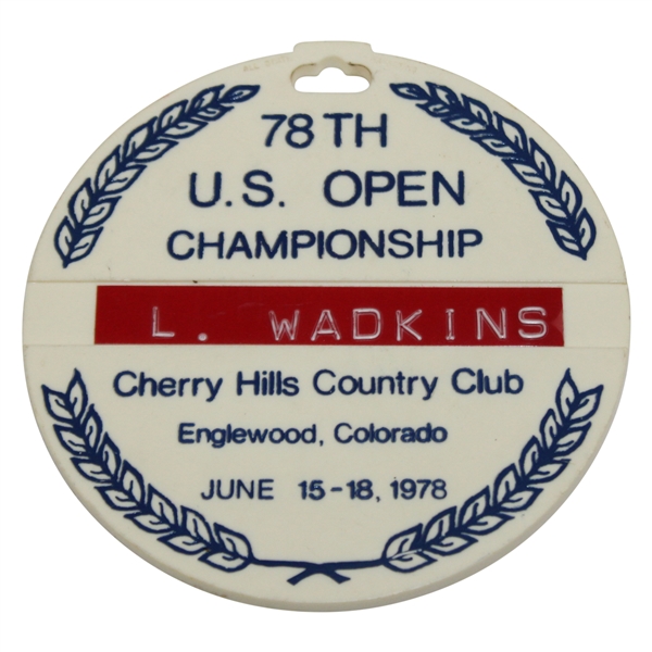 Lanny Wadkins 1978 US Open Championship at Cherry Hills Contestant Bag Tag