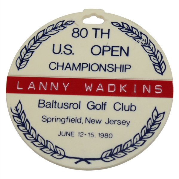 Lanny Wadkins 1980 US Open Championship at Baltusrol Golf Club Contestant Bag Tag