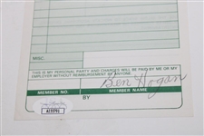 Ben Hogan Signed Shady Oaks Receipt JSA #AI55791