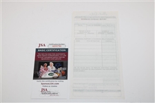 Ben Hogan Signed Shady Oaks Receipt JSA #AI55791