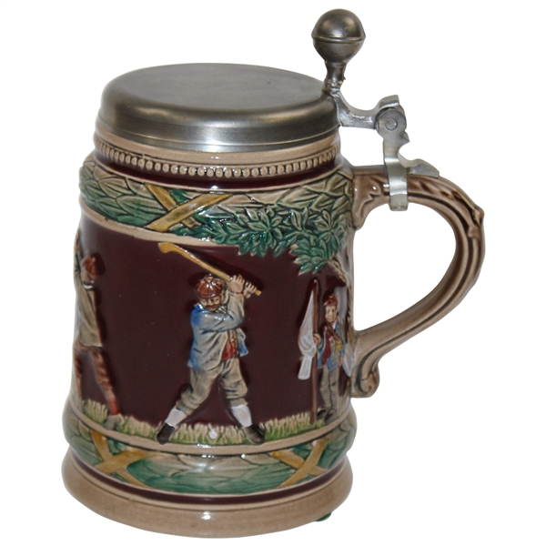 Handarbeit Golf Themed Lidded German Stein
