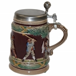 Handarbeit Golf Themed Lidded German Stein