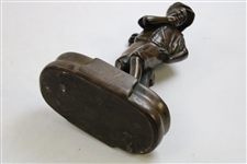 c.1920's Bronze Thinking Golfer Caddie Carrying Clubs
