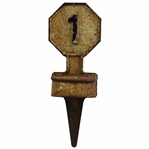 Vintage Cast Iron Tee Marker 1st Tee with Sand Bin