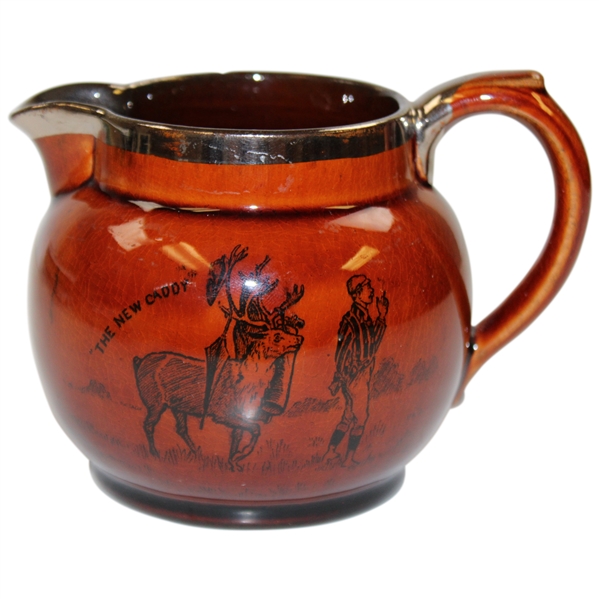 c.1900 Athlo Ware The New Caddy Burslem England Silver Rimmed Pitcher