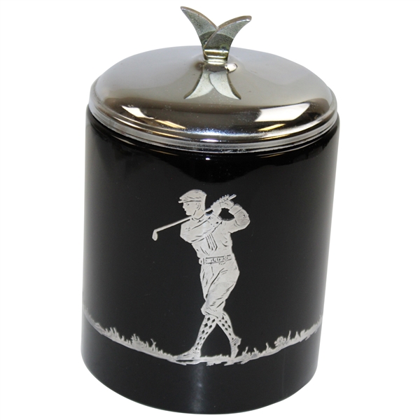 Black glass Tobacco Humidor with Sterling Silver overlay