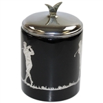 Black glass Tobacco Humidor with Sterling Silver overlay
