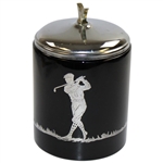 Black glass Tobacco Humidor with Sterling Silver overlay