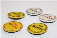 Five (5) Tour Tucson Open Contestants Badges - 1955, 1956, 1957, 1958 & 1960