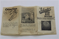 c. 1930's R.D. Swisher 'Idento' Mark Your Golf Ball Items in Original Box with Information Card