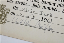 Arnold Palmer & others Signed Walter Hagen Hole In One Club Certificate JSA ALOA