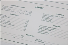 Arnold Palmer Signed Augusta National Golf Club Patio Menu JSA ALOA
