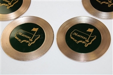 Six (6) Masters Tournament Dark Green Metal & Cork Drink Coasters
