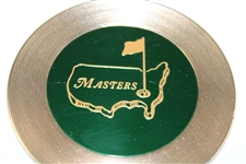 Six (6) Masters Tournament Dark Green Metal & Cork Drink Coasters