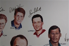 Payne, Mickelson & others Signed Ltd Ed 1996 Dayton's Challenge Timber Lodge Poster #21/25 - Framed JSA ALOA