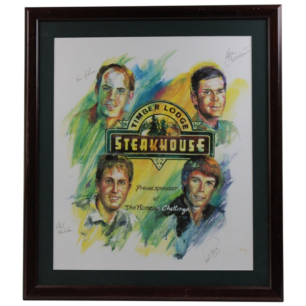 Mickelson, Crenshaw, Lehman & Azinger Signed Timber Lodge Poster - Framed JSA ALOA