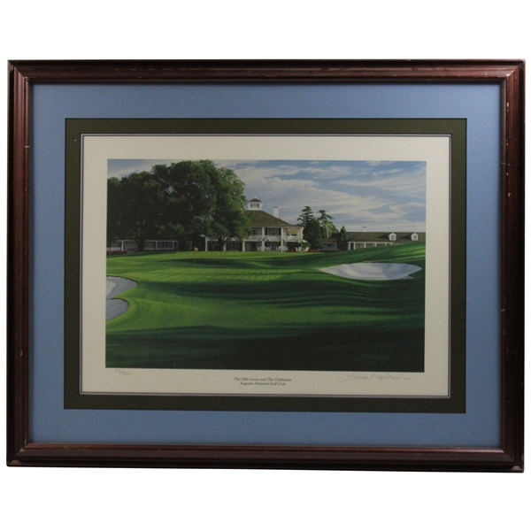 1988 Augusta National GC Ltd Ed 18th Green & Clubhouse Linda Hartough #58/950 - Framed