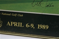 Champion Nick Faldo Signed 1989 The Masters Augusta National GC 12th Hole Poster - Framed JSA ALOA