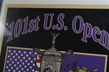 2001 US Open at Southern Hills Trophy with American Flag & Dreamcatcher Poster - Framed