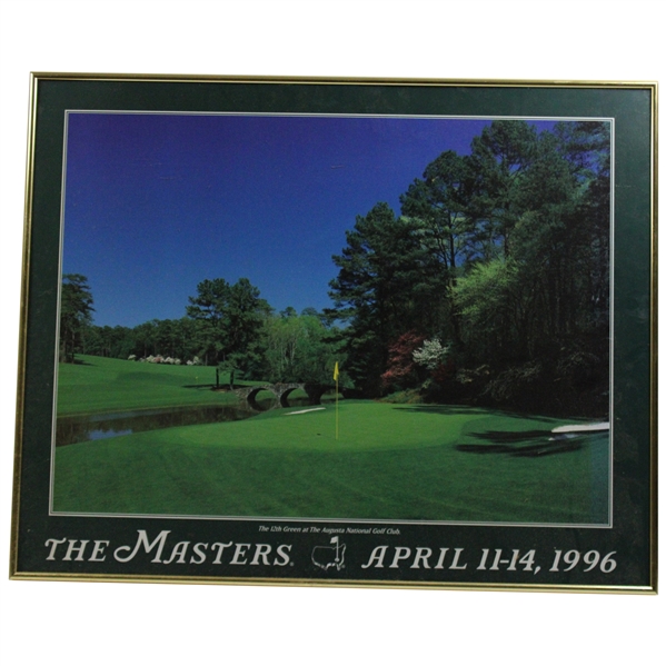 1996 The Masters Augusta National GC 12th Hole Green Poster - Framed