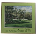 Champion Nick Faldo Signed 1990 The Masters Augusta National GC 13th Hole Linda Hartough Poster - Framed JSA ALOA