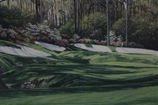 Champion Nick Faldo Signed 1990 The Masters Augusta National GC 13th Hole Linda Hartough Poster - Framed JSA ALOA