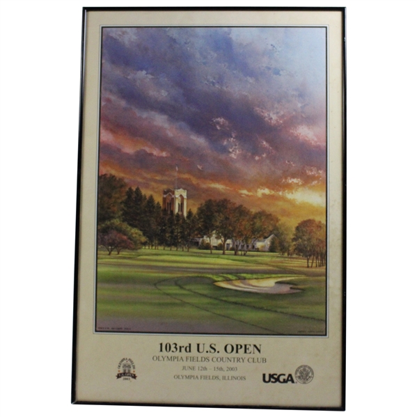 2003 US Open at Olympia Fields Country Club Hole #10 Poster by Steve Lotus - Framed