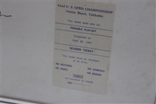 Tom Watson Signed 1982 US Open at Pebble Beach Circle Logo w/Ticket Display - Framed JSA ALOA