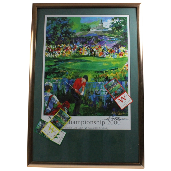 LeRoy Neiman Signed 2000 PGA Championship at Valhalla Poster w/Tickets Display - Framed JSA ALOA