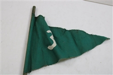Five(5) Early 1900’s Hand-Stitched Double-Sided Green Golf Flags - #1, #3, #6, #7 & #9