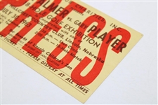 1963 Arnold Palmer & Gary Player Exhibition Press Ticket - Hillcrest C.C. (NE)