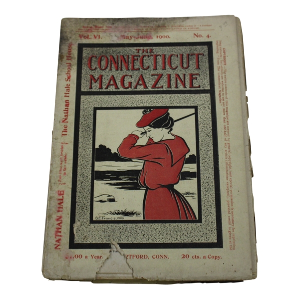 1900 The Connecticut Magazine Inc. 31-Page Early American Golf Article & Lady Golfer Cover - May / June