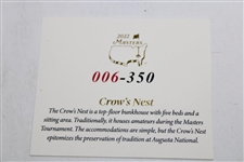 2022 Masters Tournament Ltd Ed .999 Fine Silver Crow’s Nest Coin in Original Box w/COA - Low #006!