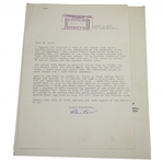 Horton Smith Signed 1933 Ryder Cup Steamship Travel Content Letter JSA ALOA