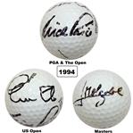 1994 Major Champs Nick Price, Ernie Els & Jose Maria Olazabal Multi-Signed Grand Slam Ball JSA ALOA