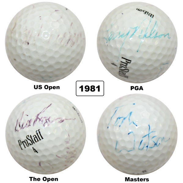 1981 Major Champs Watson, Nelson, Rogers & David Graham Multi-Signed Grand Slam Ball JSA ALOA