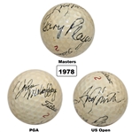 1978 Major Champs Gary Player, John Mahaffey & Andy North Multi-Signed Grand Slam Ball JSA ALOA