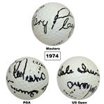 1974 Major Champs Gary Player, Lee Trevino & Hale Irwin Multi-Signed Grand Slam Ball JSA ALOA