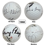 1968 Major Champs Boros, Trevino, Goalby & Player Multi-Signed Grand Slam Ball JSA ALOA