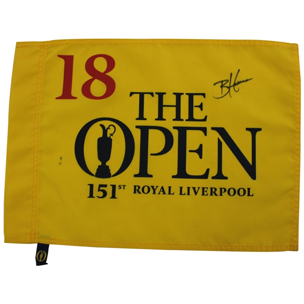 Brian Harman Signed 2023 The Open Championship at Royal Liverpool Screen Flag JSA ALOA