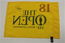 Brian Harman Signed 2023 The Open Championship at Royal Liverpool Screen Flag JSA ALOA