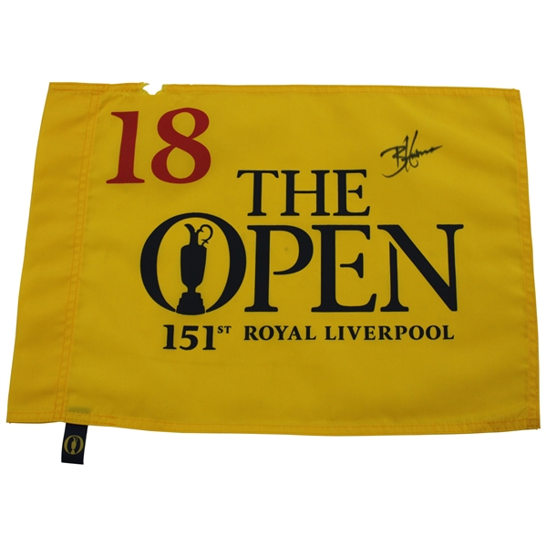 Brian Harman Signed 2023 The Open Championship at Royal Liverpool Screen Flag JSA ALOA