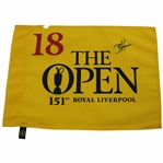 Brian Harman Signed 2023 The Open Championship at Royal Liverpool Screen Flag JSA ALOA
